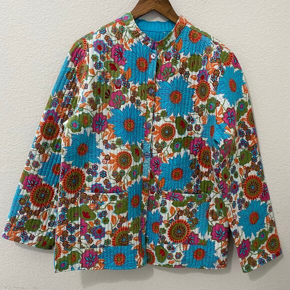 No Tags Jackets & Blazers - Quilted Floral Button Front Jacket Women’s L Boho Cottagecore